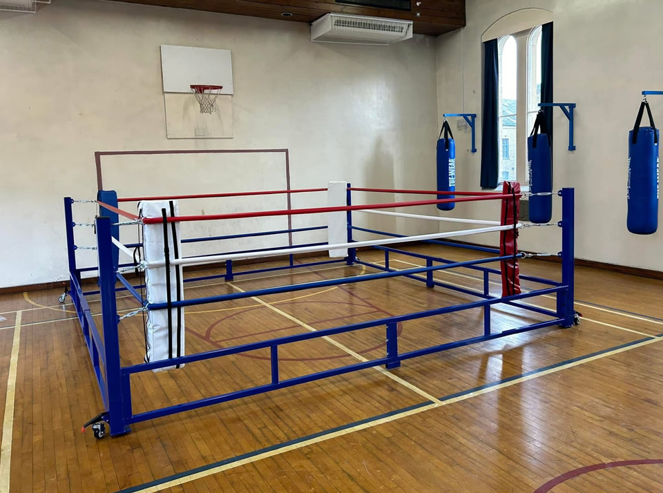 fold out boxing ring designed to handle the intensity